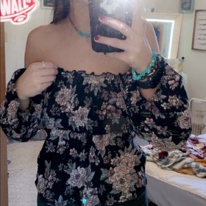 American Eagle Floral Strapless Top